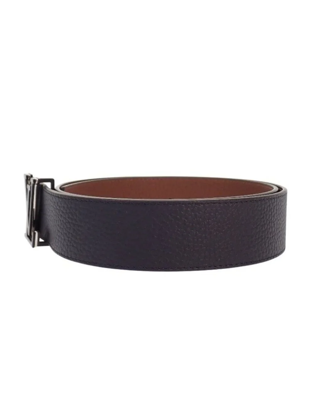 Louis Vuitton LV Optic 40 mm Belt Taurillon Leather Navy Brown Silver